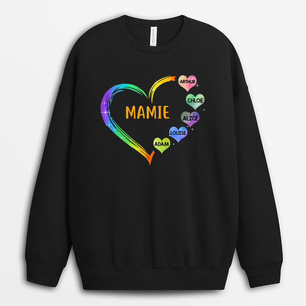 0041WFR2 present Personalisable Sweat shirt coeur maman mamie