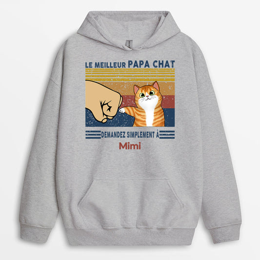 0060HFR1 present personnalisable Sweat a Capuche chat papa