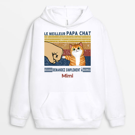 0060HFR2 present personnalisable Sweat a Capuche chat papa