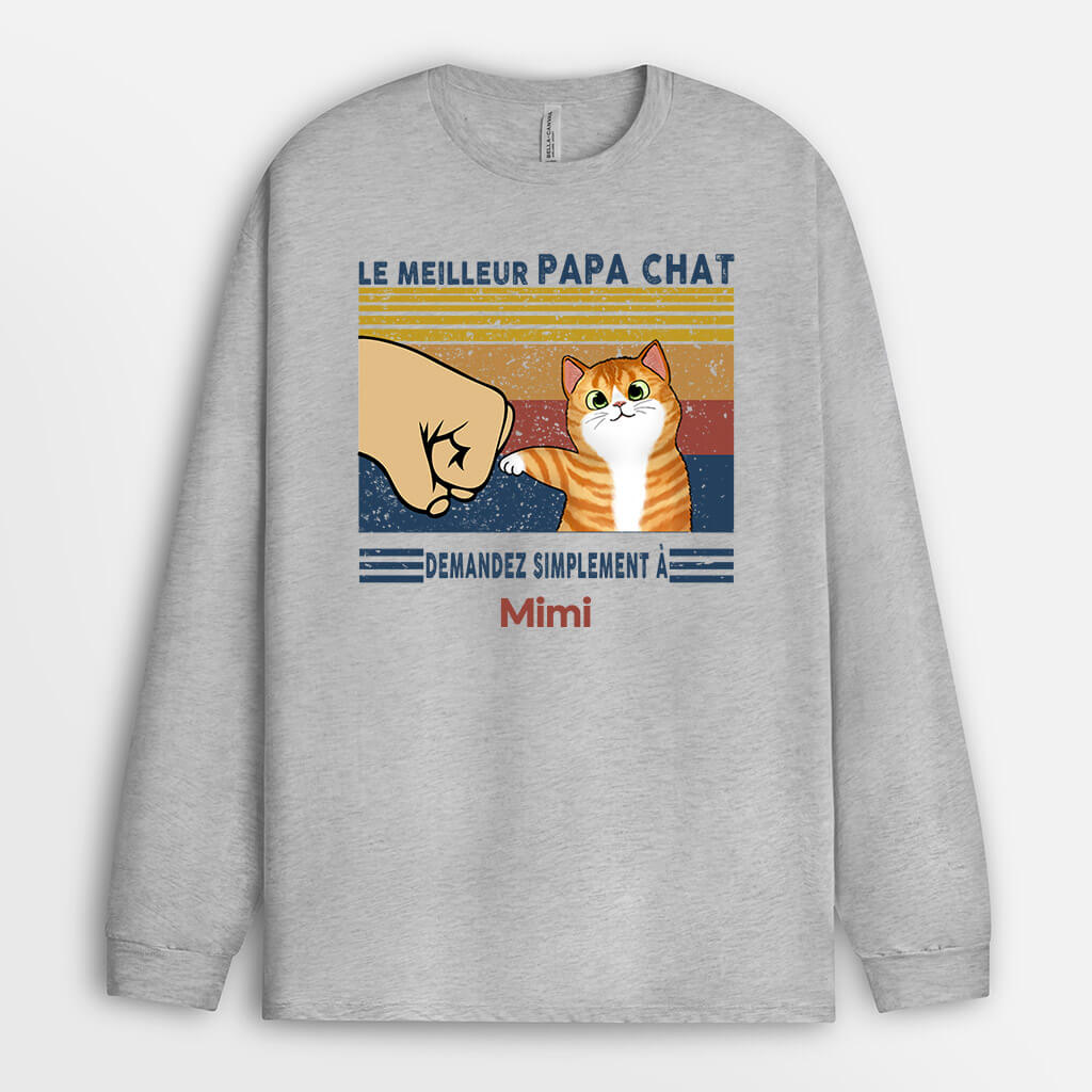 0060NFR1 present personnalisable Manches Longues chat papa