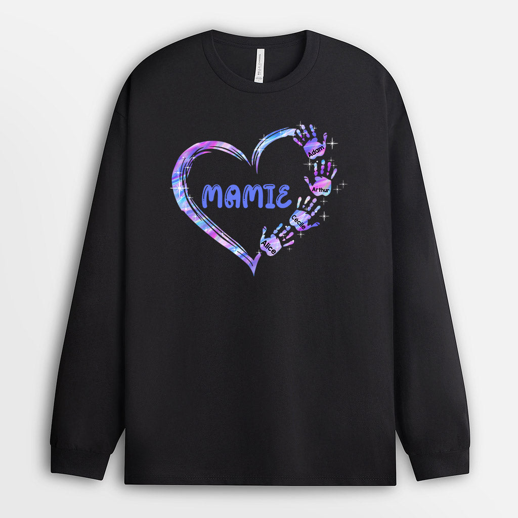 0064NFR1 present personnalisable ManchesLongues coeur mamie maman mains