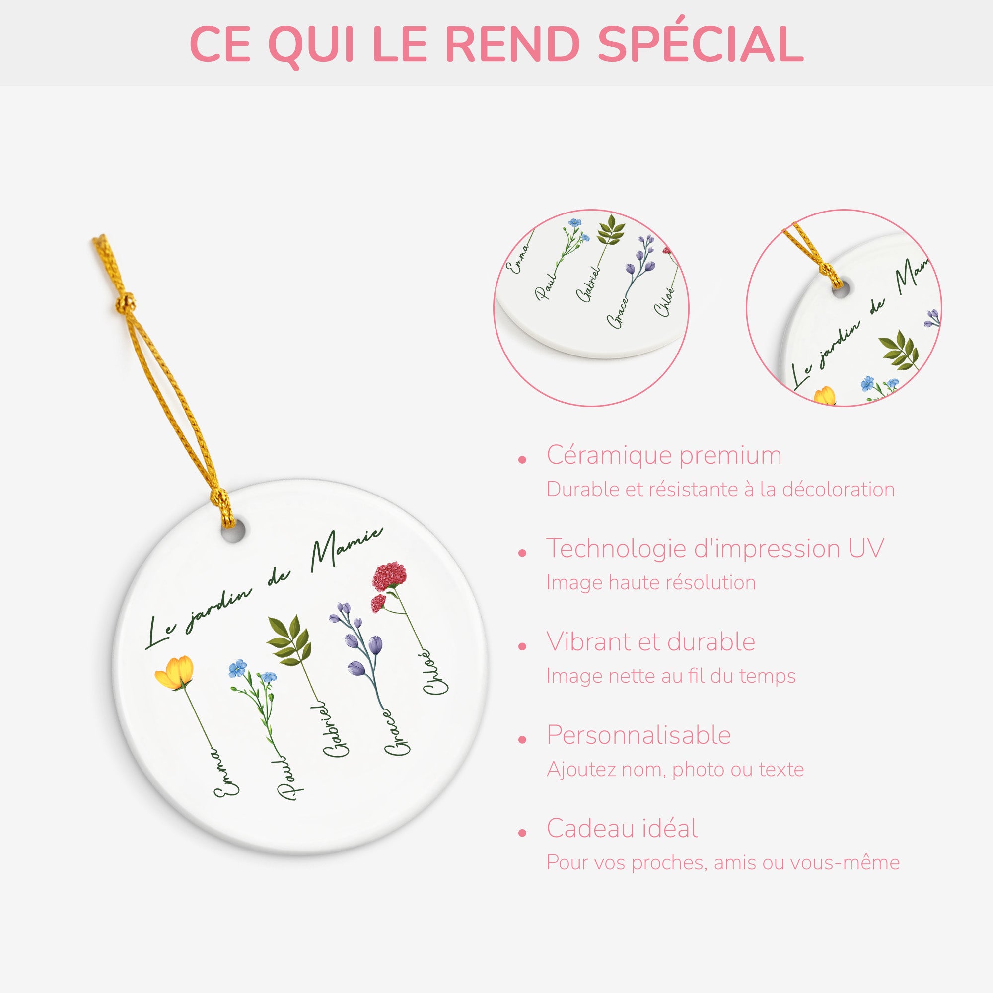 0065OFR4 ornement ceramique personnalise pour mamie le jardin de mamie 0065otl7a