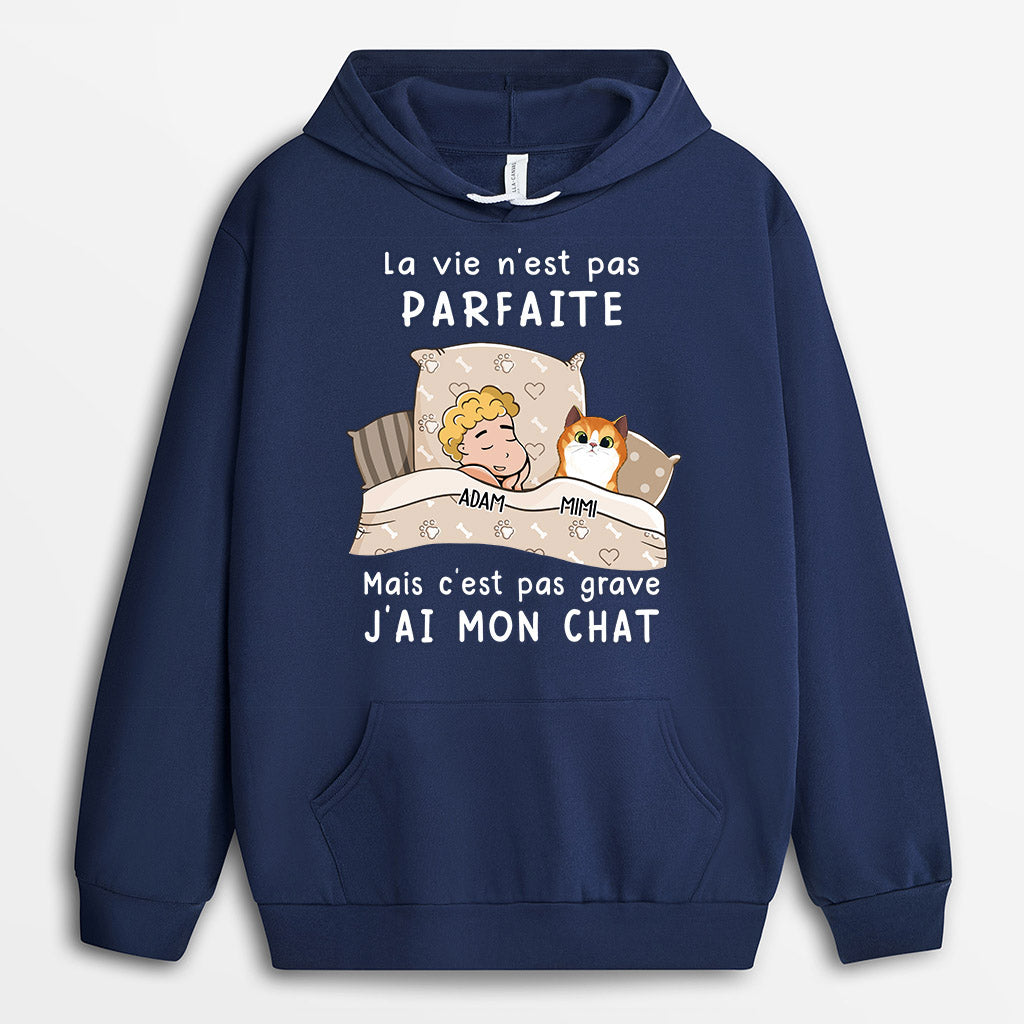 0090AHFR2 Cadeau Personnalise Sweat a Capuche Chat Amoureux des Chats