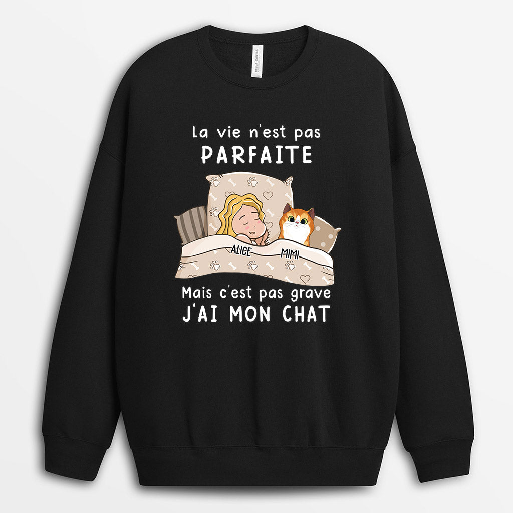 0090AWFR1 Cadeau Personnalise Sweat shirt Chat Amoureux des Chats