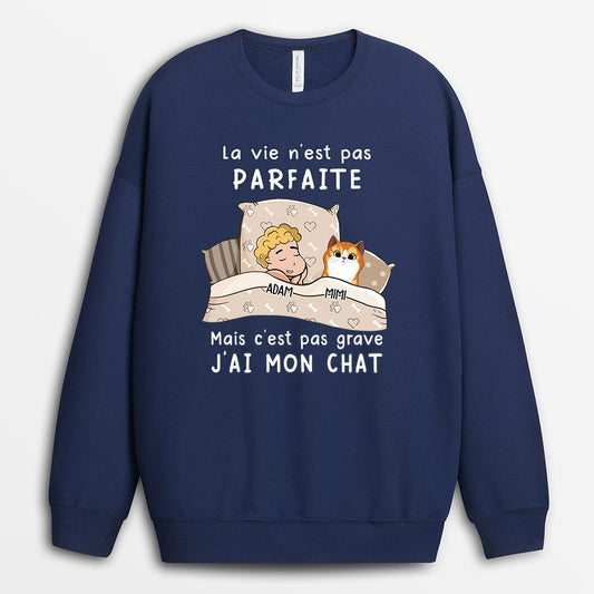 0090AWFR2 Cadeau Personnalise Sweat shirt Chat Amoureux des Chats