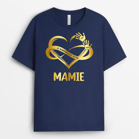 0131AFR1 present Personnalise T shirt coeur mamie maman texte