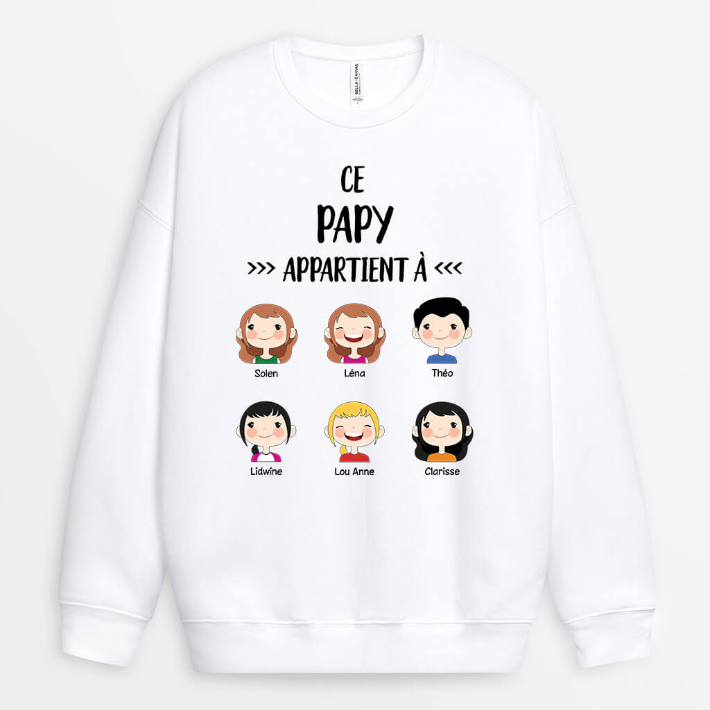 0141WFR1 present Personnalise Sweat shirt enfants papa papi