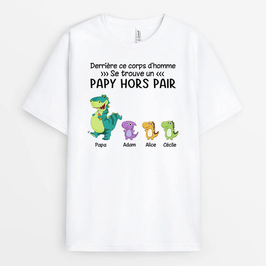 0268A200BFR1 cadeau personnalisable T shirt dinosaure papa papi