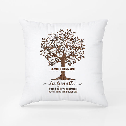 0373PFR1 larbre de lamour coussin famille personnalise