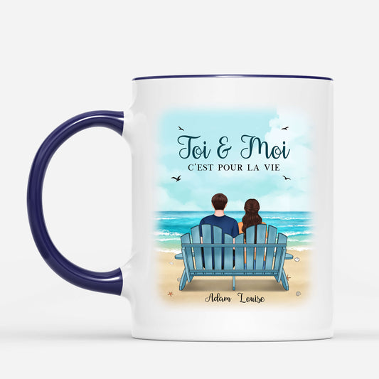 0482M535GFR1 Cadeau Personnalise Mug Personnes Couples Plage