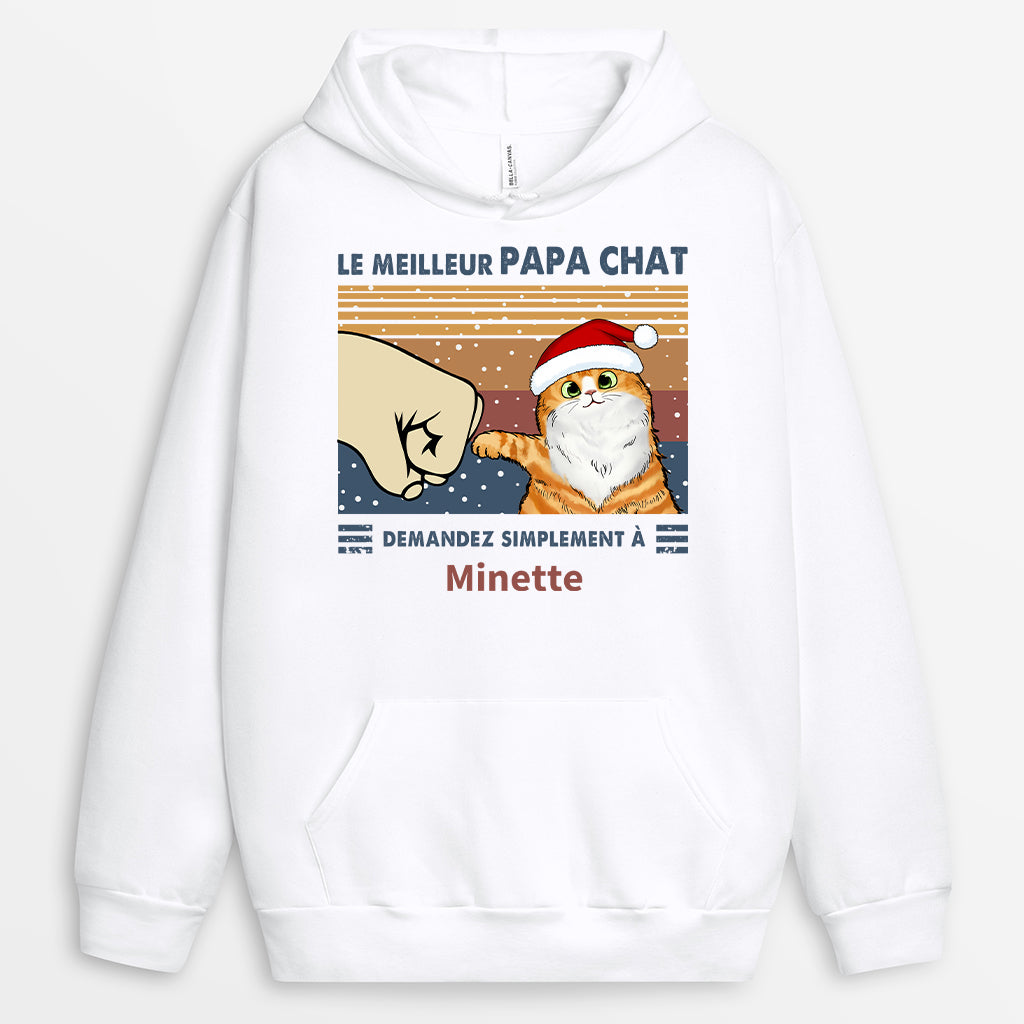 0528WFR1 sweatshirt personnalise meilleur papa chat noel 0528w5l8d