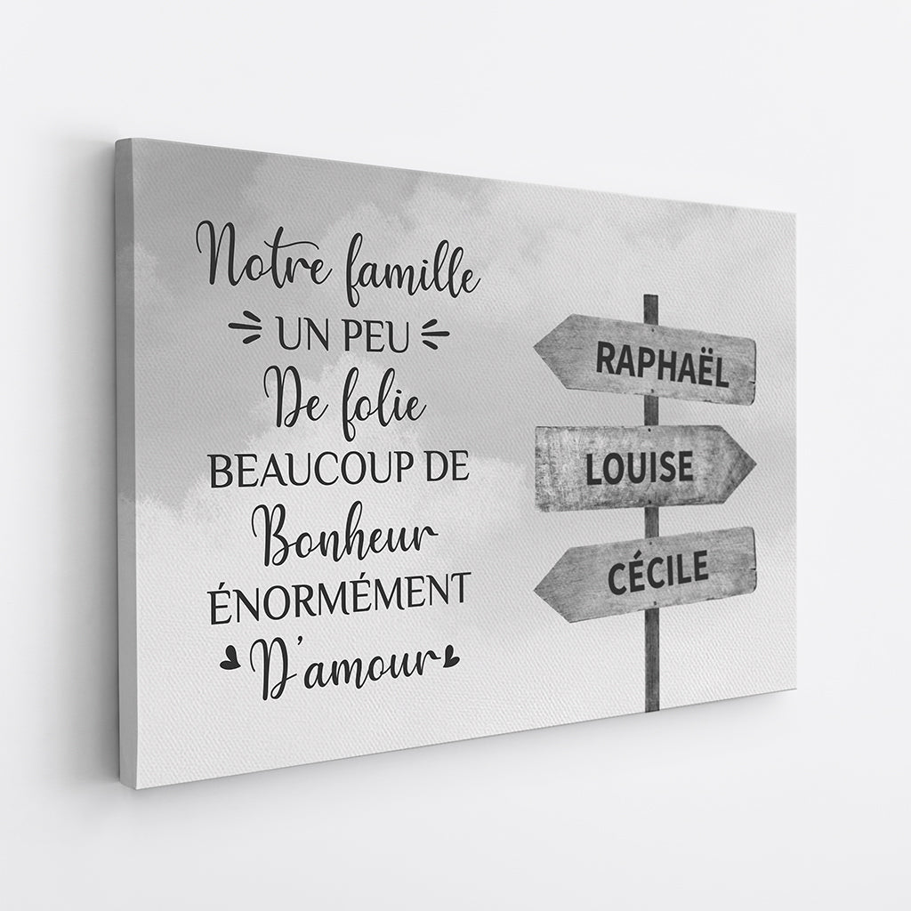 0546CFR2 Cadeau Personnalise Toile Folie Bonheur Amour Famille