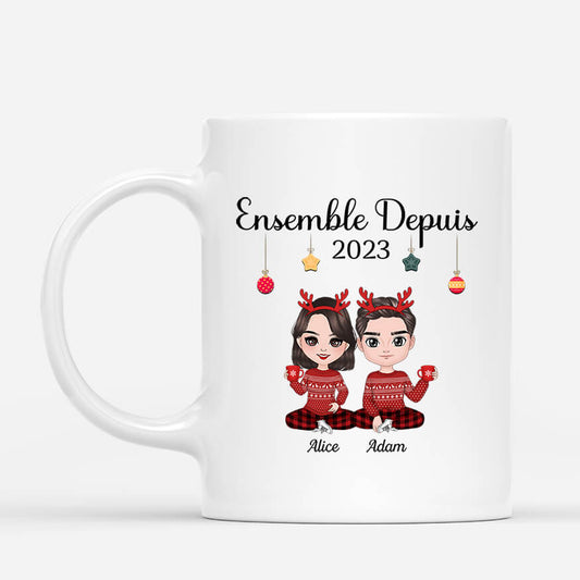 0557MFR1 Cadeau Personnalise Mug Ensemble Depuis Couples Noel