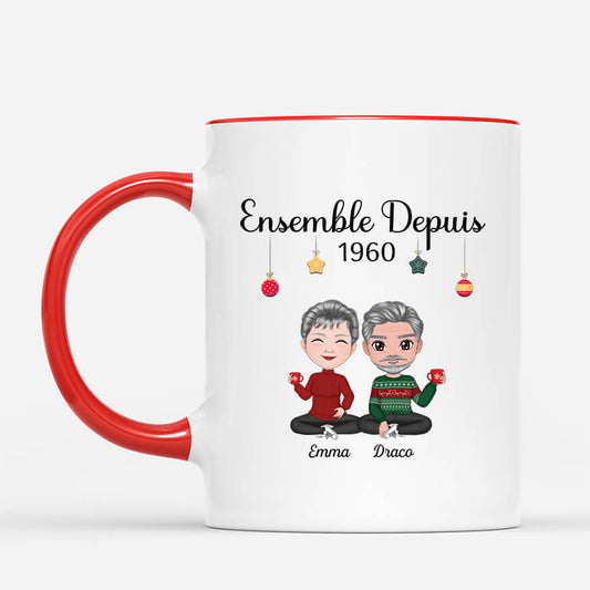 0557MFR2 Cadeau Personnalise Mug Ensemble Depuis Couples Noel