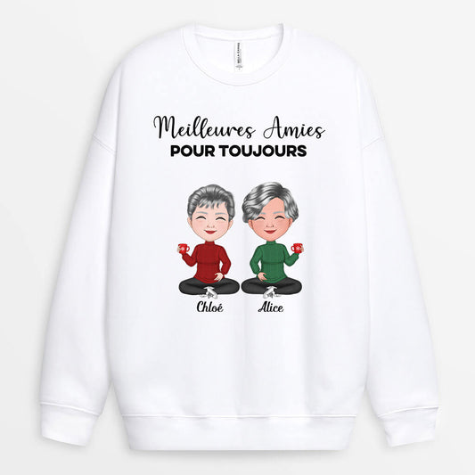 0574h230fFR1 Cadeau Personnalise Sweat a Capuche Meilleures Amies Noel