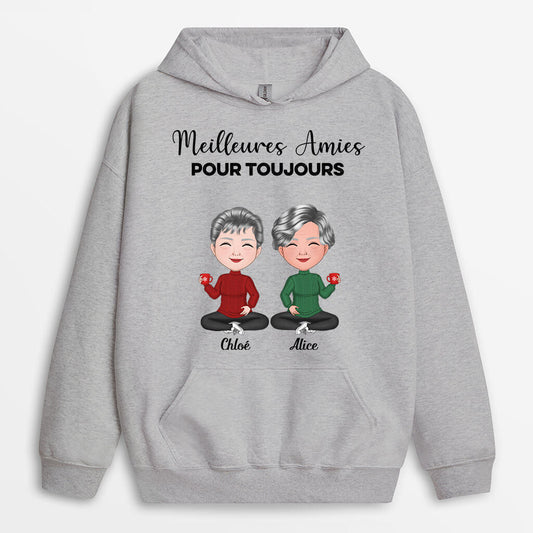 0574h230fFR2 Cadeau Personnalise Sweat a Capuche Meilleures Amies Noel