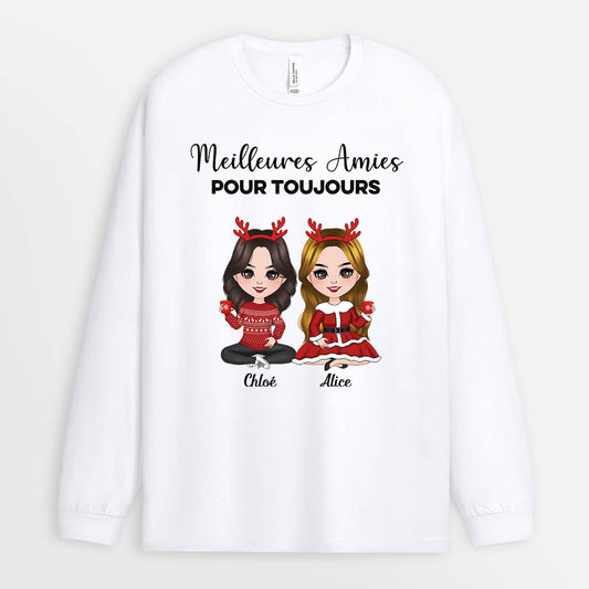 0574n230fFR1 Cadeau Personnalise Manches Longues Meilleures Amies Noel