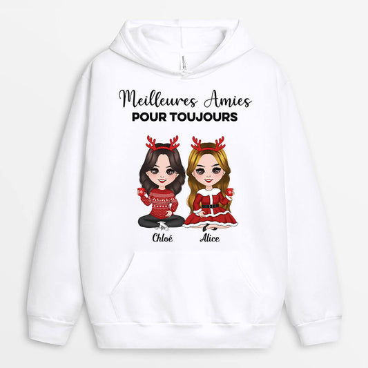 0574w230fFR2 Cadeau Personnalise Sweat shirt Meilleures Amies Noel