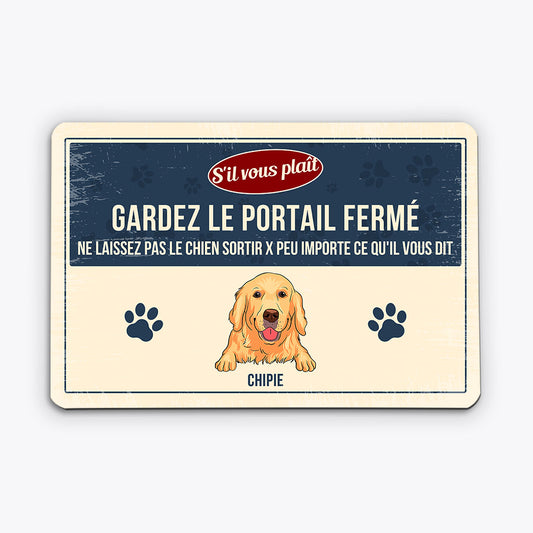 0603EFR1 Cadeau Personnalise Plaque Gardez LaPorte Amoureuxdes Chiens