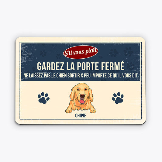 0603EFR2 Cadeau Personnalise Plaque Gardez LaPorte Amoureuxdes Chiens