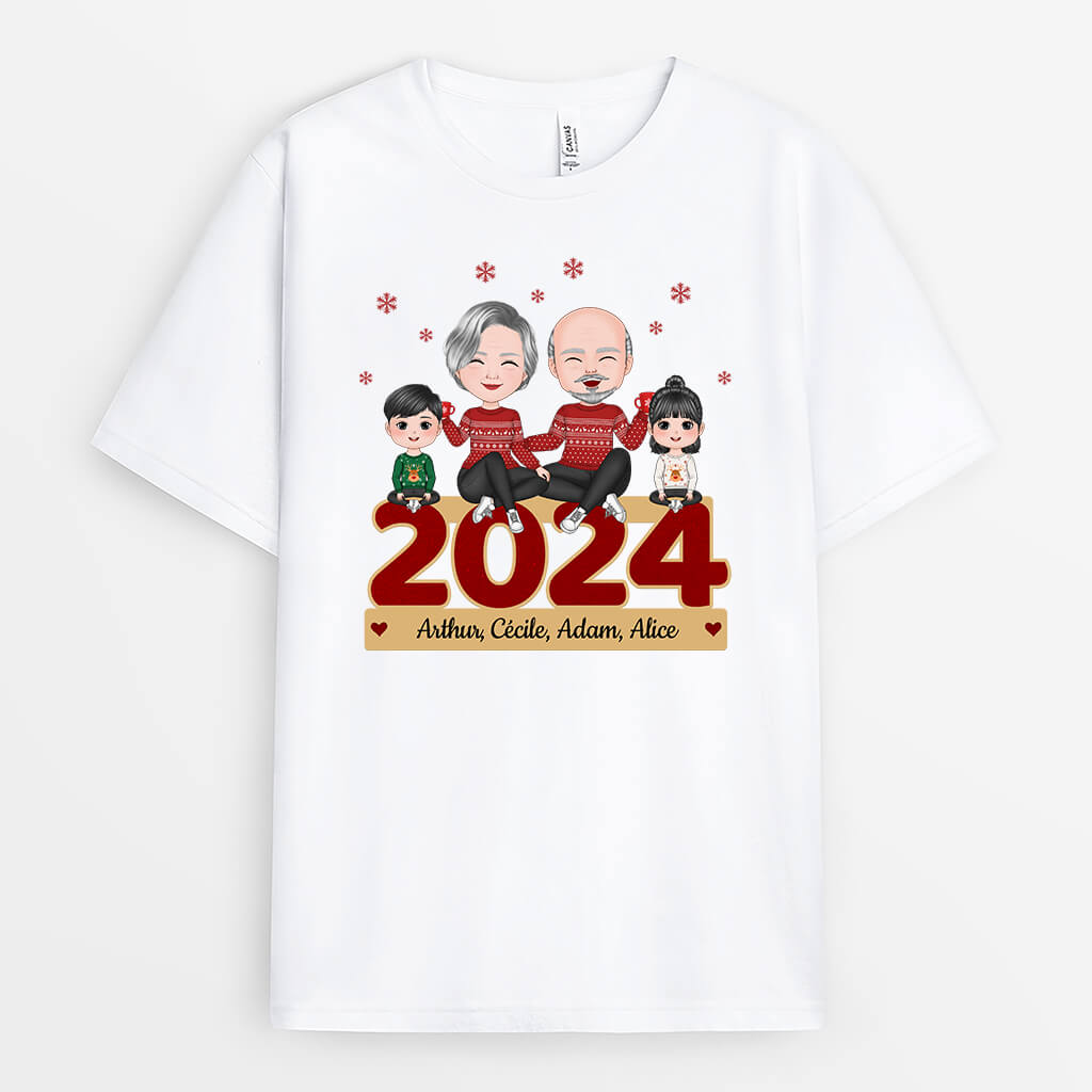 0612AFR1 Cadeau Personnalise T shirt Famille Noel