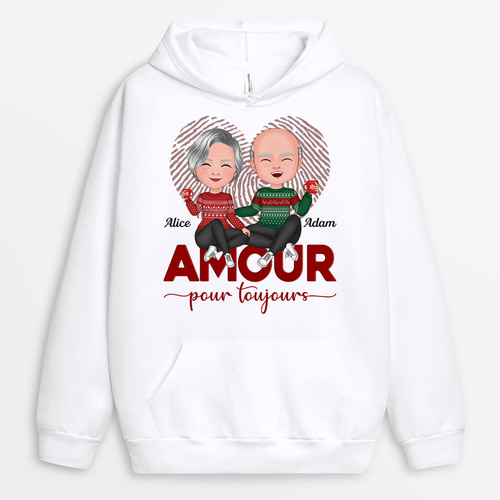 0626HFR2 Cadeau Personnalise SweataCapuche Amour Couples Amoureux