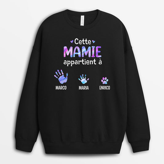 0748WFR1 Cadeau Personnalise Sweat shirt Mamie Maman