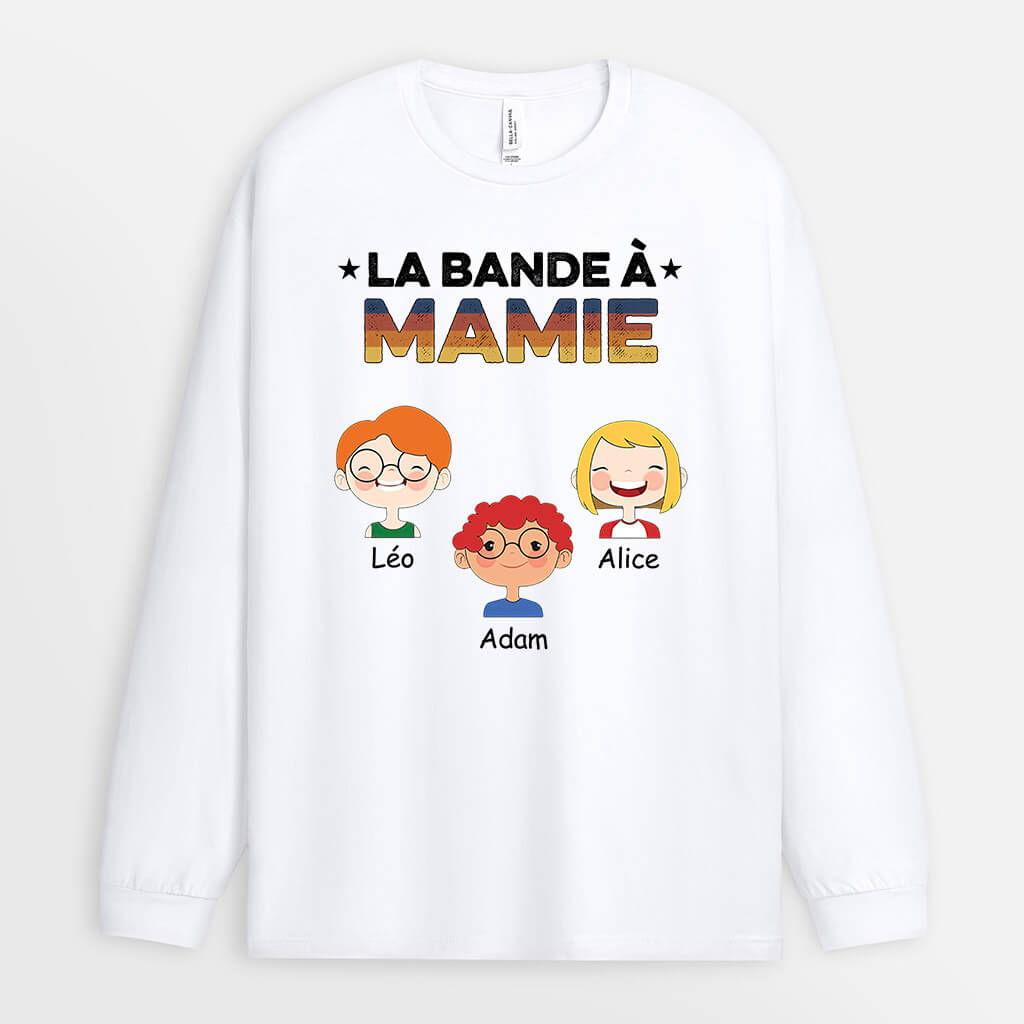 0755NFR2 Cadeau Personnalise ManchesLongues Bande Maman Mamie