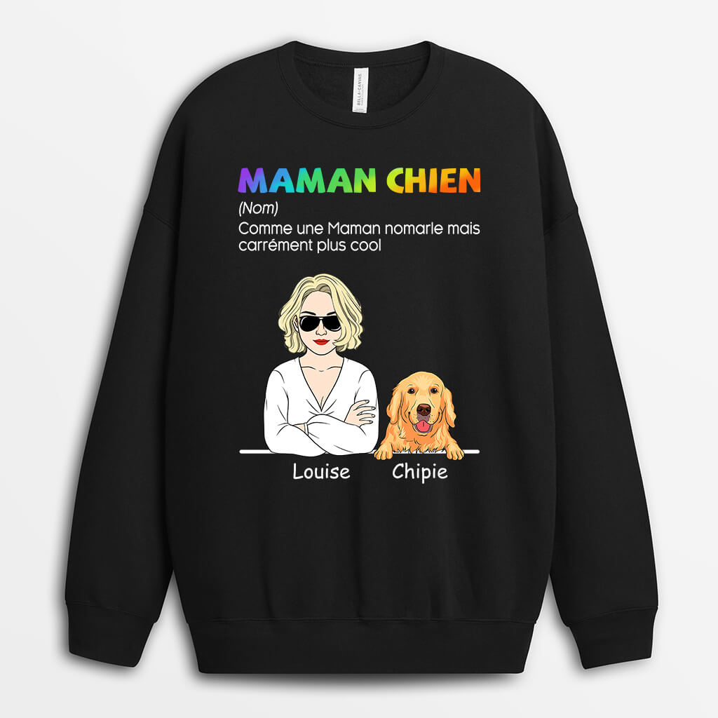 0798WFR2 Cadeau Personnalise Sweat shirt Chat Amoureux des Chiens_jpg