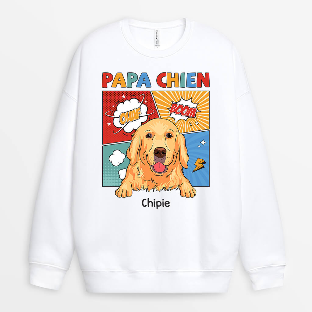 0833WFR1 Cadeau Personnalise Sweat shirt Papa Chien Amoureux des Chiens