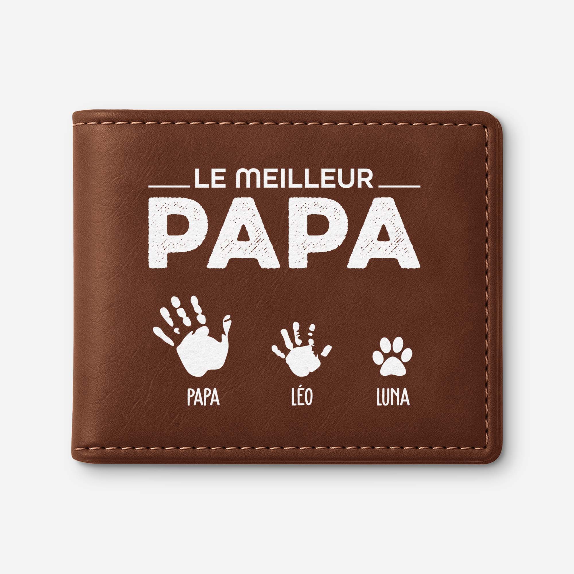 0854JFR1 portefeuille cuir personnalise meilleur papa empreintes de mains 0854jkq0b