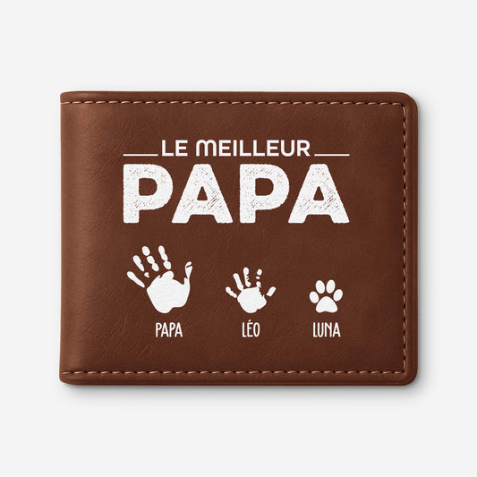 0854JFR1 portefeuille cuir personnalise meilleur papa empreintes de mains 0854jkq0b