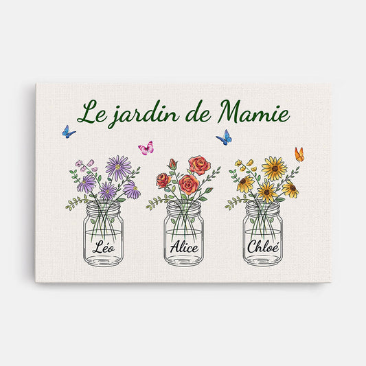 0869CFR1 Cadeau Personnalise Toile Jardin Maman Mamie