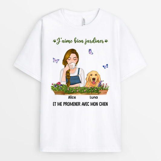 0872AFR1 Cadeau Personnalise T shirt Jardinage Amoureux des Chiens