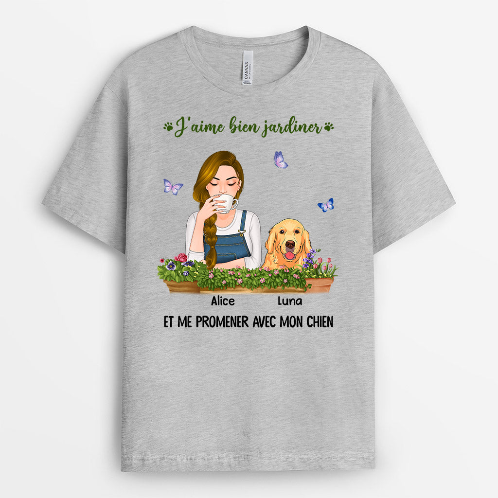 0872AFR2 Cadeau Personnalise T shirt Jardinage Amoureux des Chiens