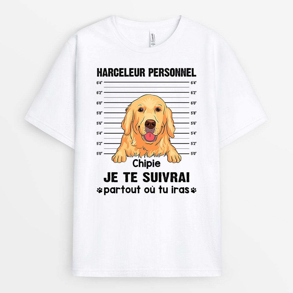 0898AFR1 Cadeau Personnalise T shirt harceleur personnel Amoureux des Chiens