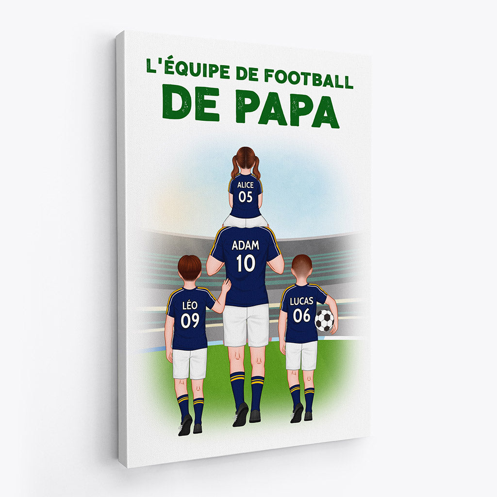0908CFR2 Cadeau Personnalise Toile Equipe Football Papa Papy