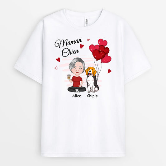 0916AFR2 Cadeau Personnalise T shirt Maman Chien Amoureux des Chiens