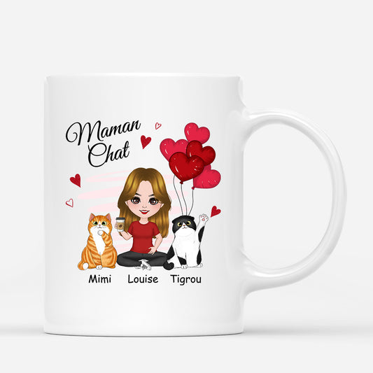 0916MFR1 Cadeau Personnalise Mug Maman Chat Amoureux des Chats