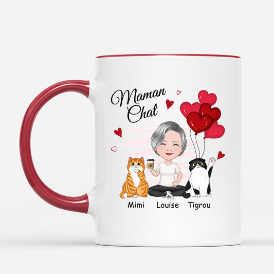 0916MFR2 Cadeau Personnalise Mug Maman Chat Amoureux des Chats