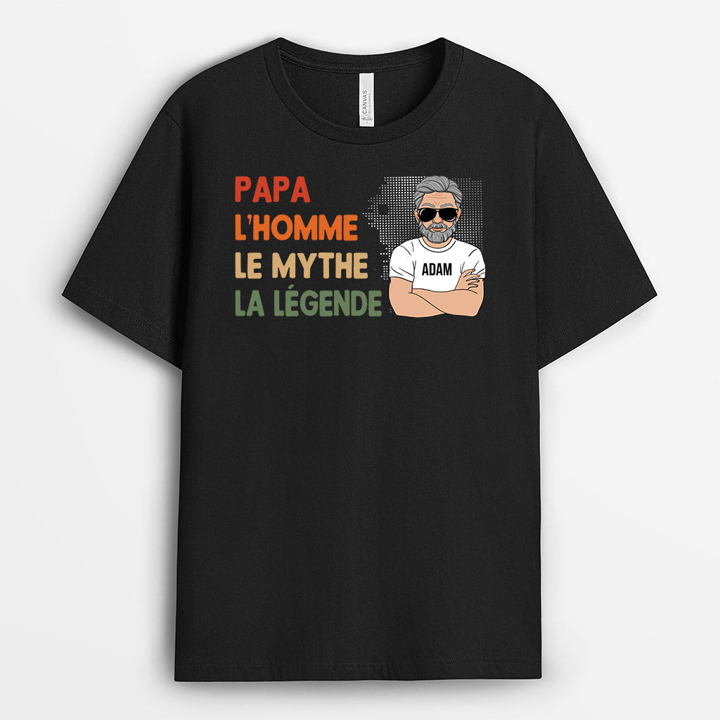 0923AFR1 Cadeau Personnalise T shirt Mythe Legende Papa Papy