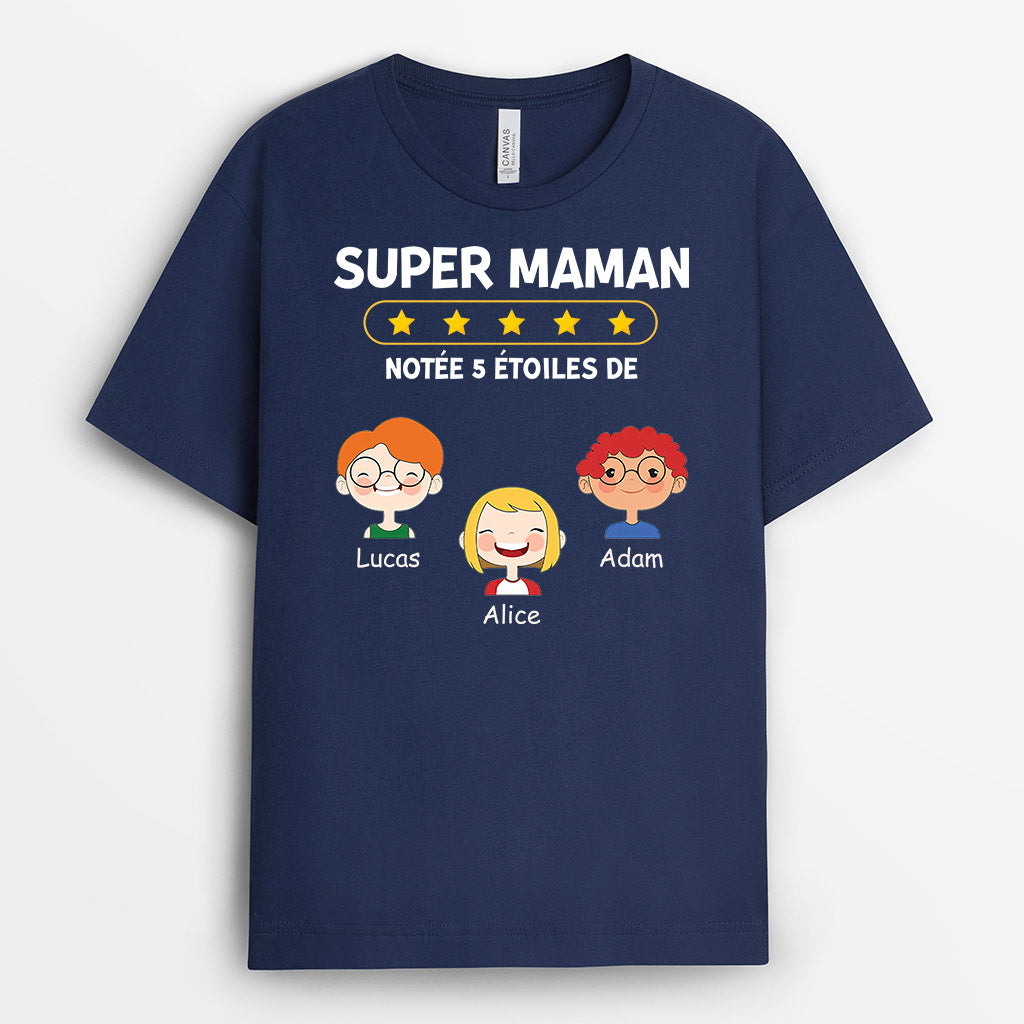 0924AFR1 Cadeau Personnalise T shirt 5 etoiles Maman Mamie