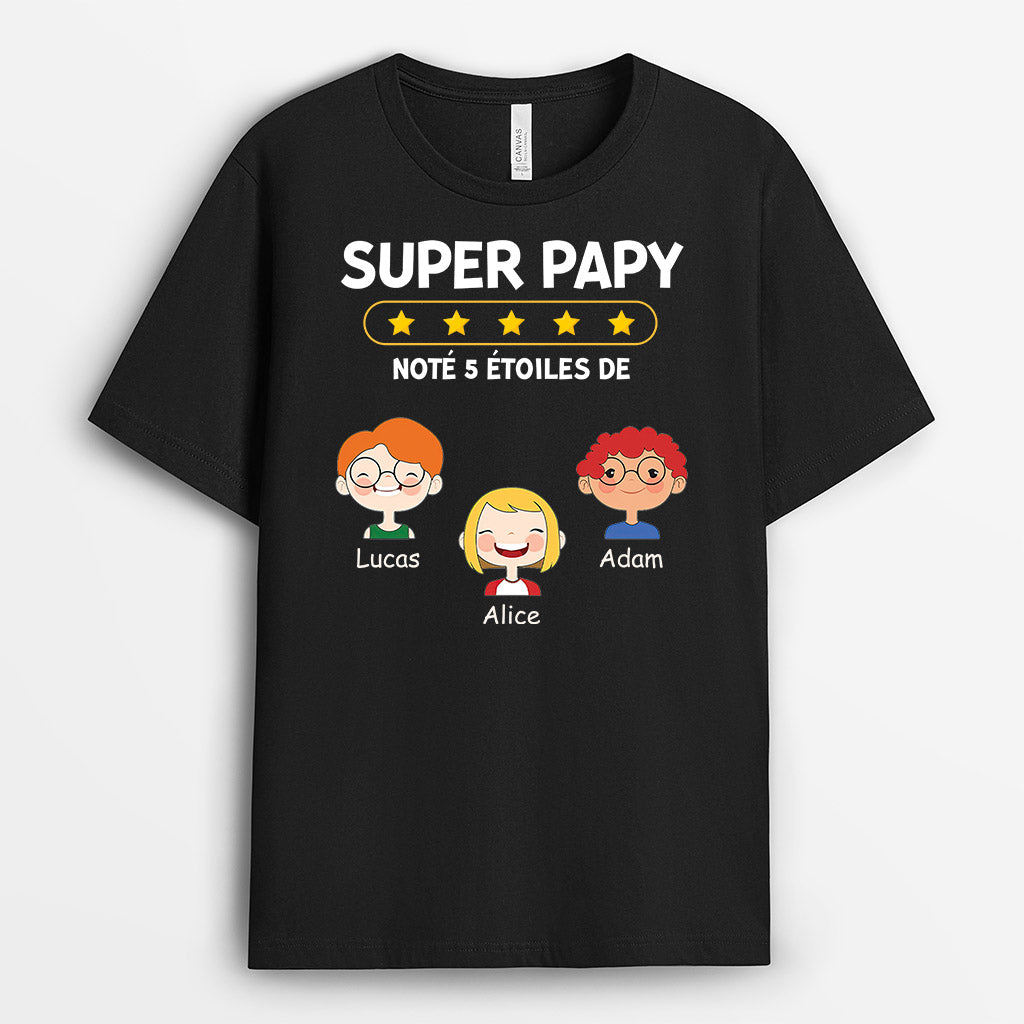 0924AFR1 Cadeau Personnalise T shirt 5 etoiles Papa Papy