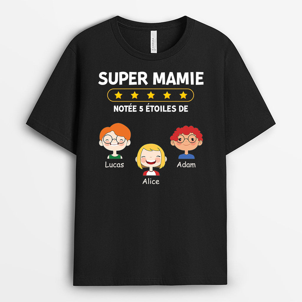 0924AFR2 Cadeau Personnalise T shirt 5 etoiles Maman Mamie
