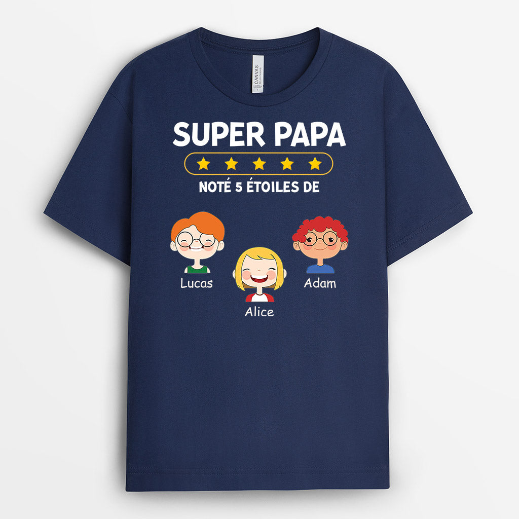 0924AFR2 Cadeau Personnalise T shirt 5 etoiles Papa Papy