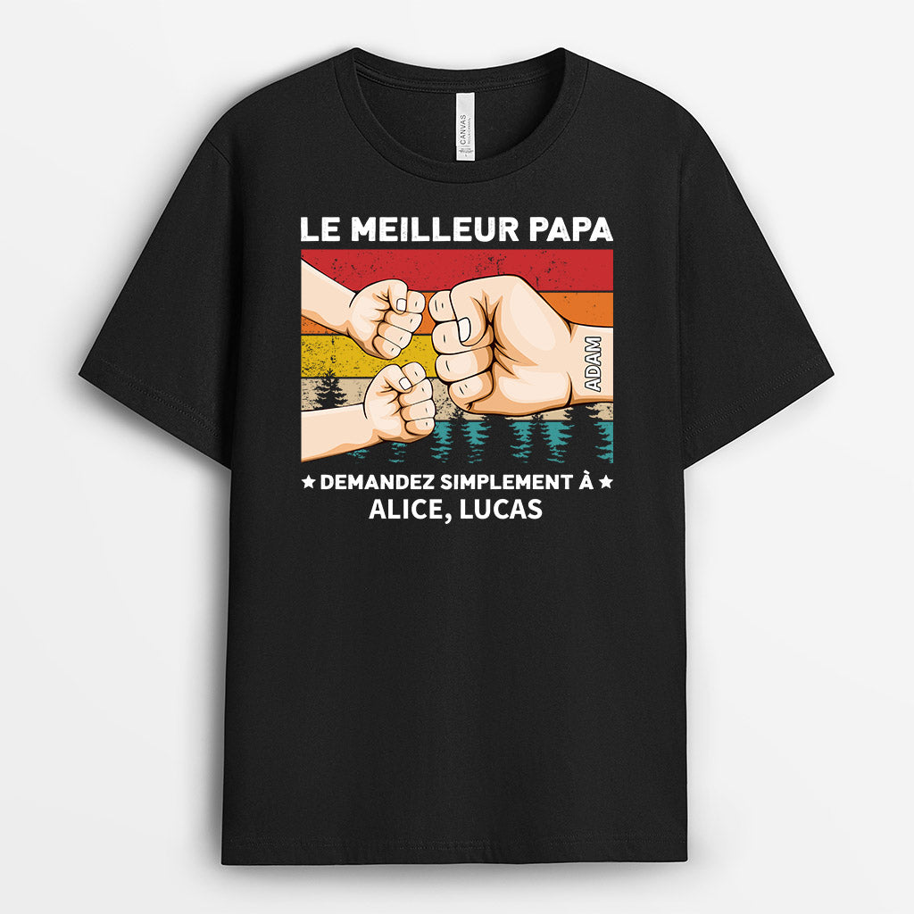 0927AFR1 Cadeau Personnalise T shirt Meilleur Papa Papy