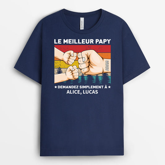 0927AFR2 Cadeau Personnalise T shirt Meilleur Papa Papy