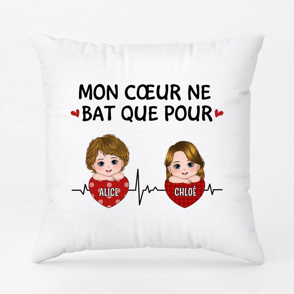 0928PFR1 Cadeau Personnalise Coussin Coeur Papa Papy Maman Mamie