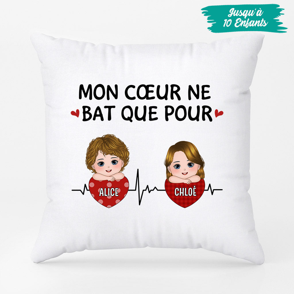 0928PFR2 Cadeau Personnalise Coussin Coeur Papa Papy Maman Mamie