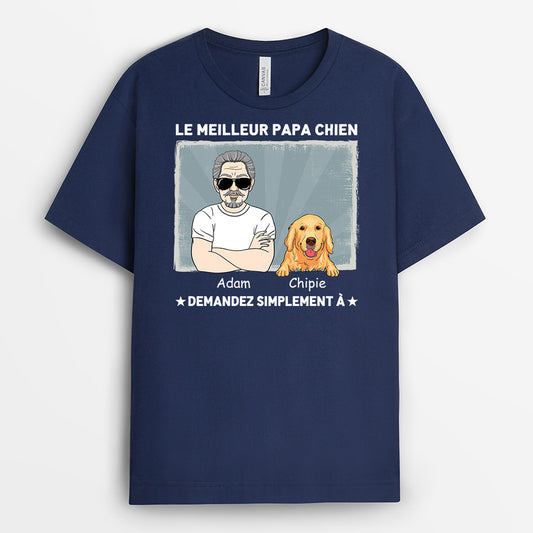 0930AFR2 Cadeau Personnalise T shirt Meilleur Papa Amoureux des Chiens